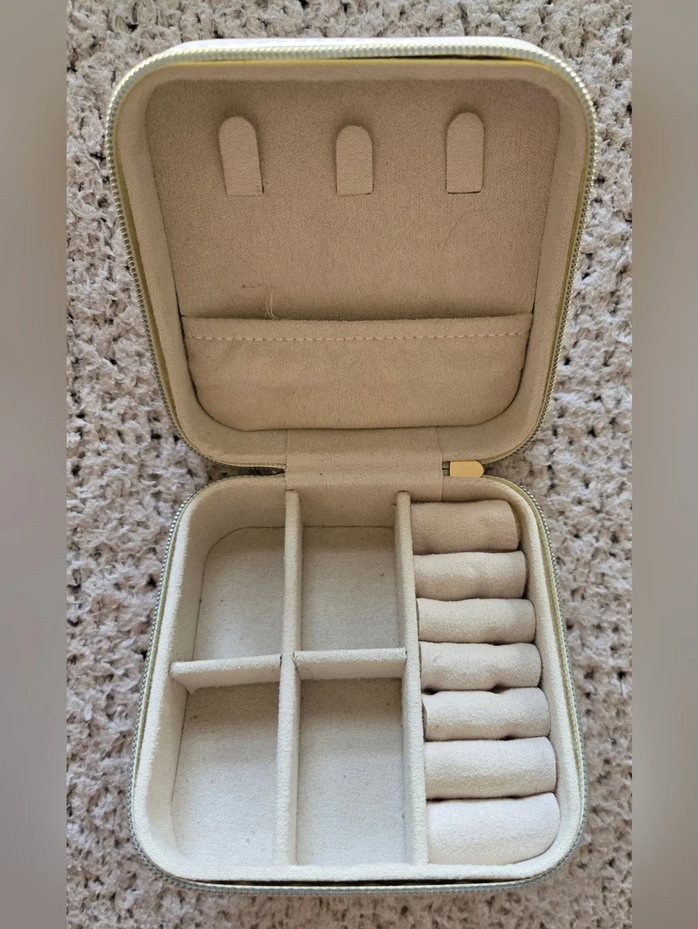 Monogram M Small Jewelry Travel Case - Blush Pink with Gold